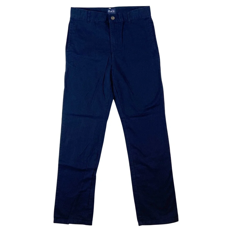 The Childrens Place Navy Blue Chino Pants Kids Size 14 Adjustable Waist Cotton